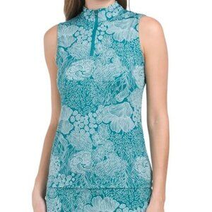 Tommy Bahama Sleeveless Activewear Golf Half Zip Teal Green Top Size Medium